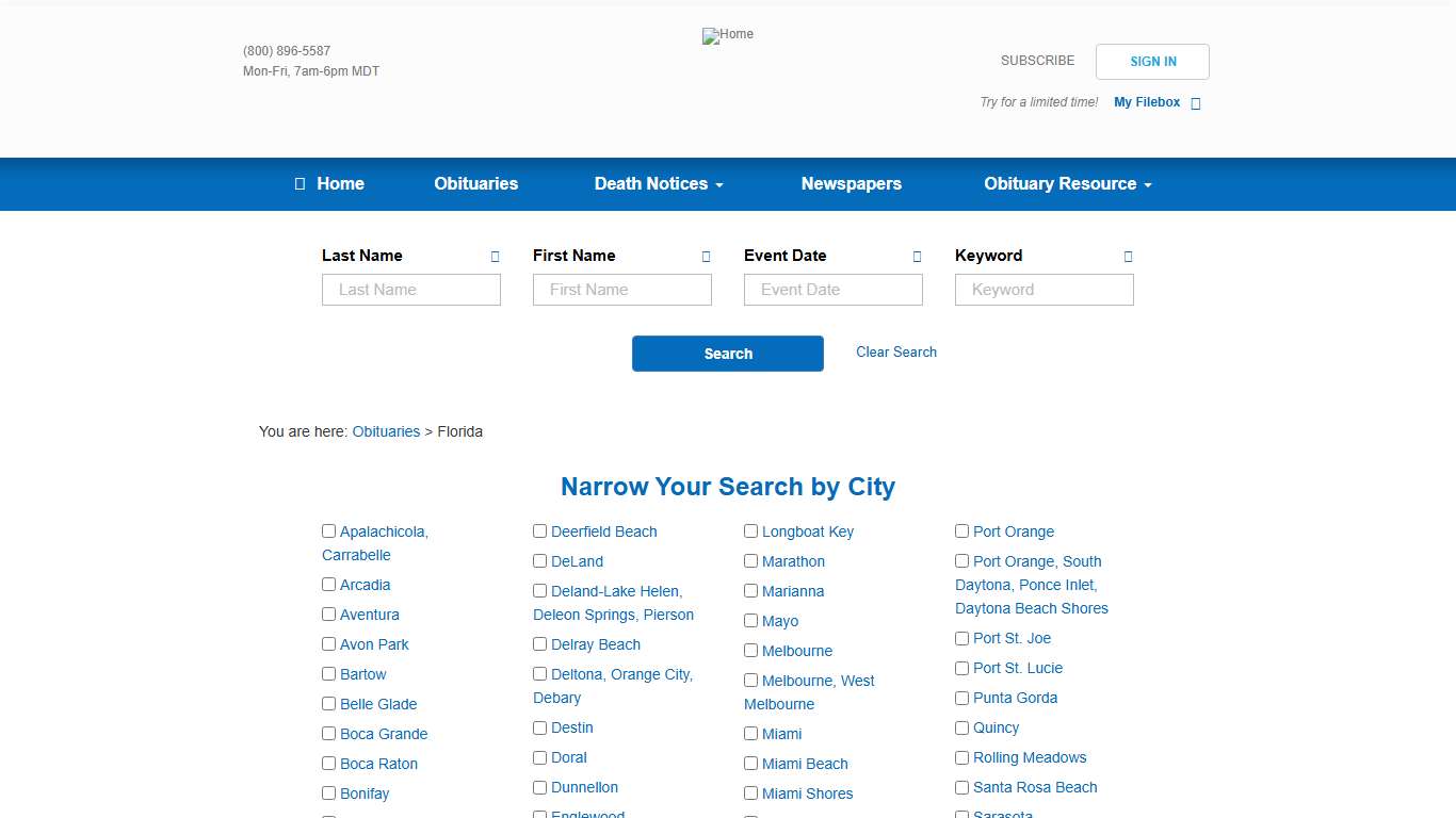 Florida Obituaries Archives Online | Obits Archive