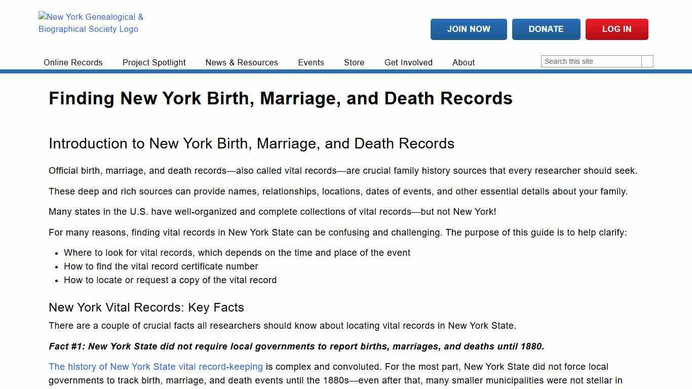 Finding New York Birth, Marriage, and Death Records | New York Genealogical & Biographical Society