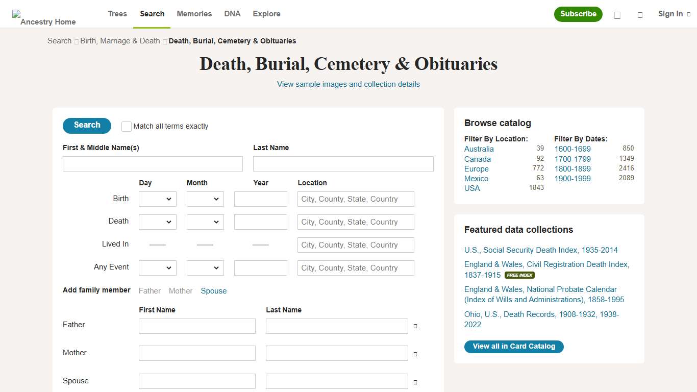 Death, Burial, Cemetery & Obituaries - Ancestry